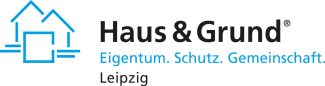 Logo von Haus & Grund Leipzig mit dem Slogan Eigentum. Schutz. Gemeinschaft.