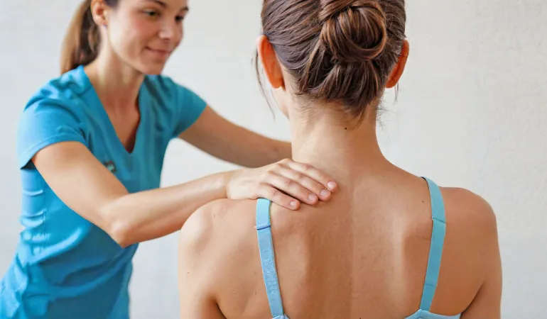 Therapeutin behandelt Patientin im Rahmen einer Blanko-Verordnung für Physiotherapie in Leipzig